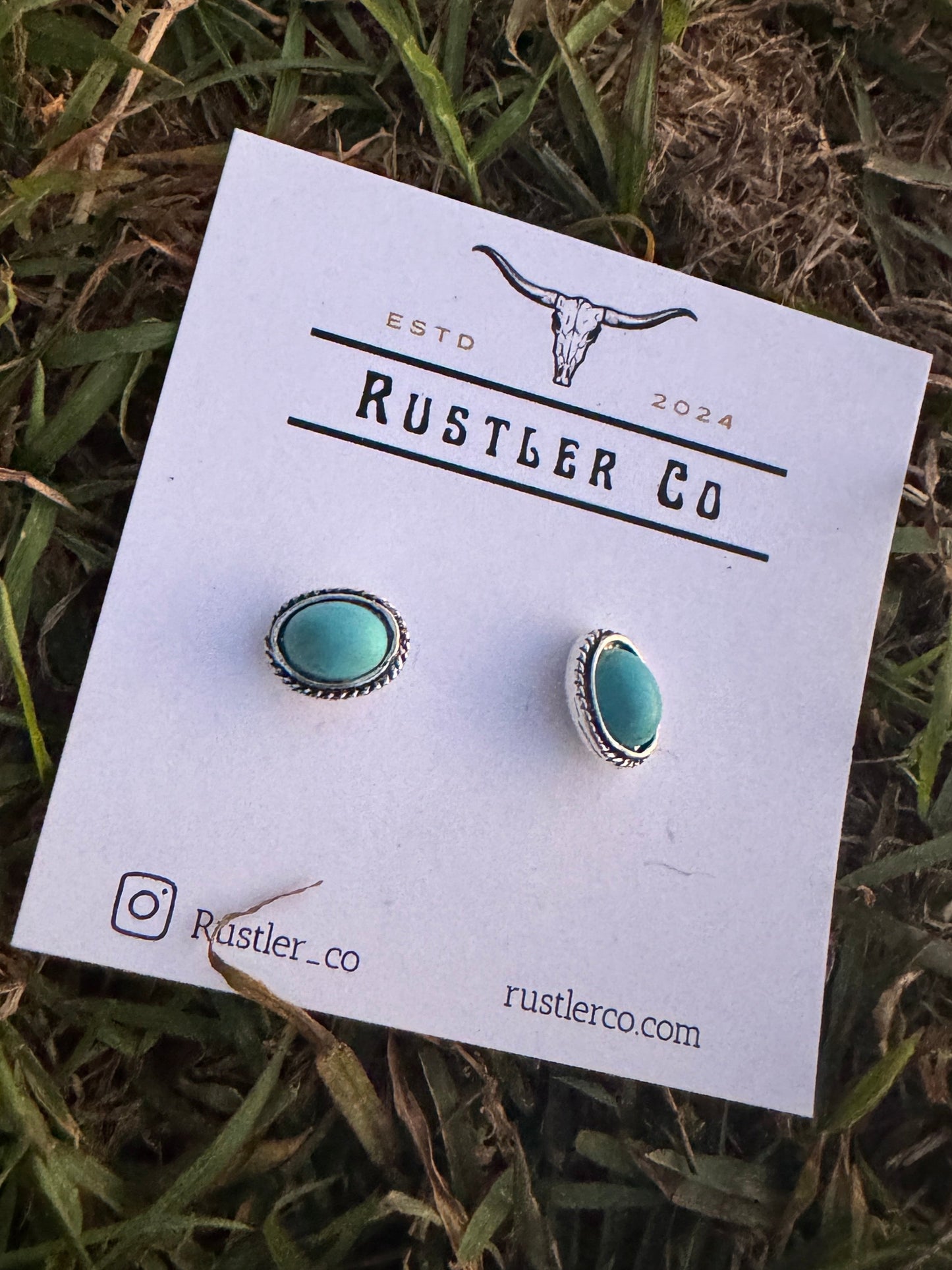Mini Turquoise Oval Studs