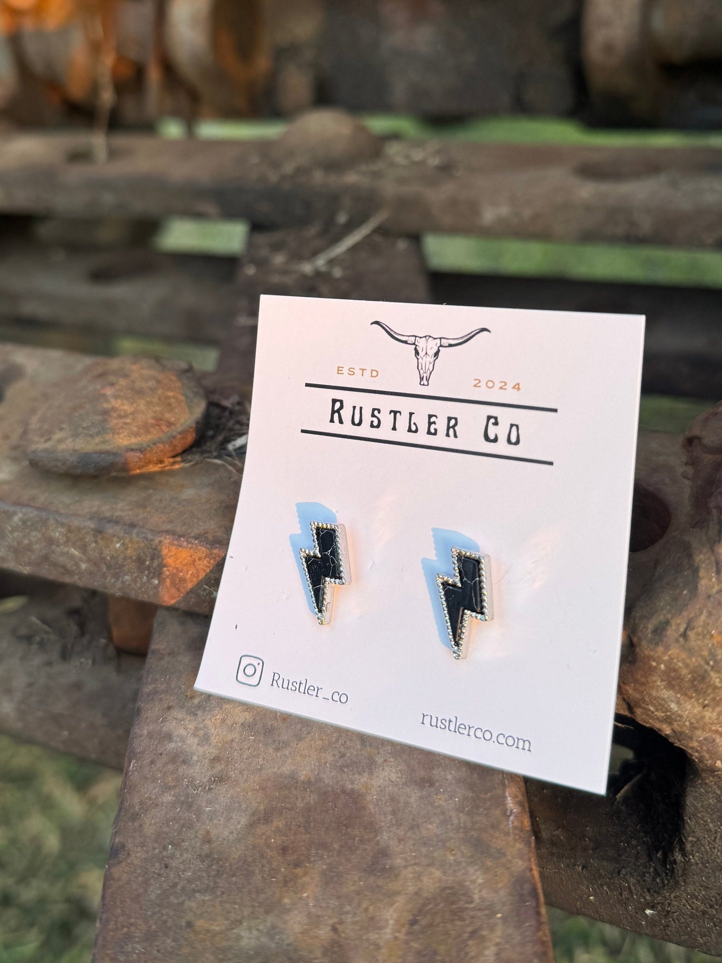Cracked Turquoise Lightning Bolt Studs