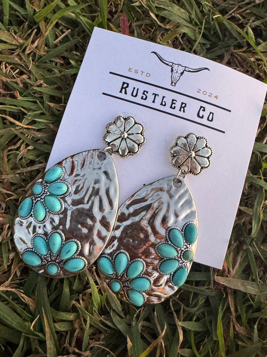 Turquoise Flower Dangles