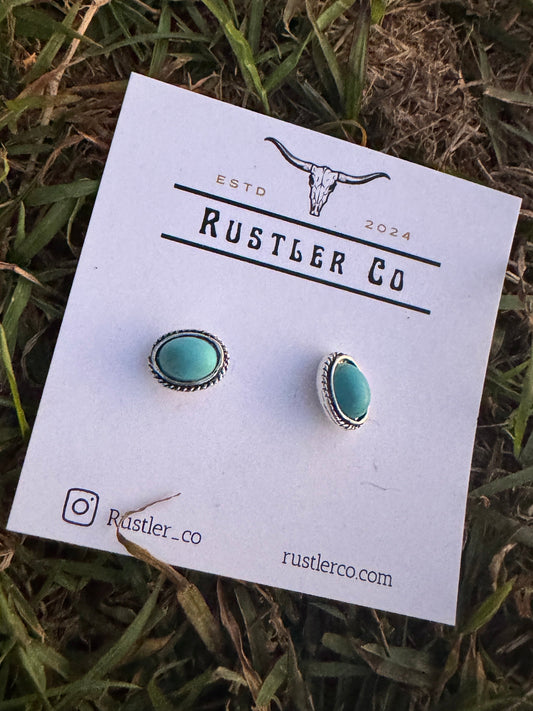 Mini Turquoise Oval Studs