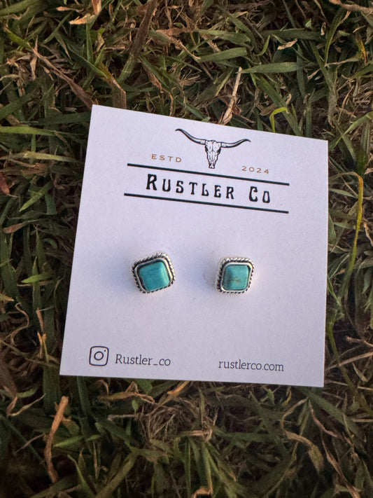 Mini Turquoise Square Studs