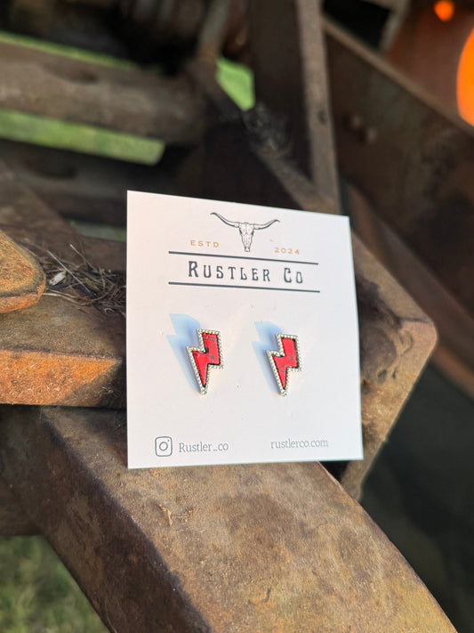 Cracked Turquoise Lightning Bolt Studs