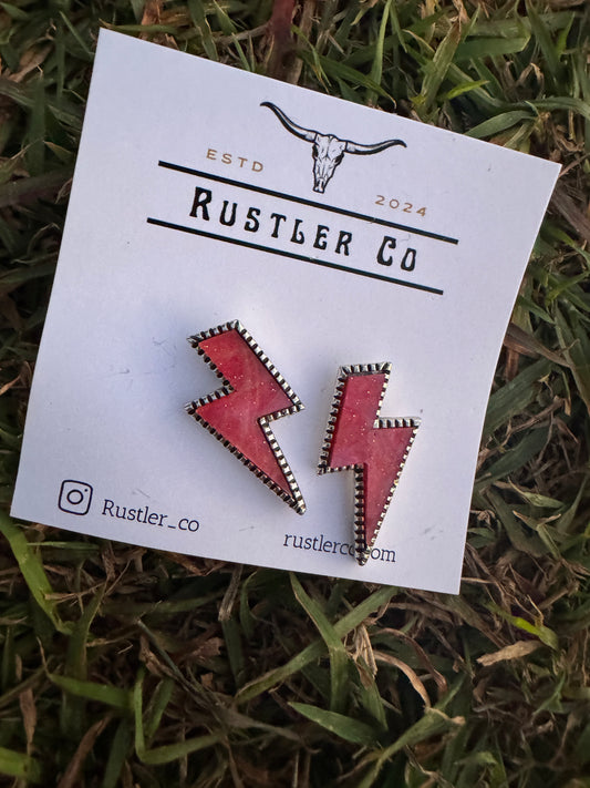 Large Pink Lightning Studs