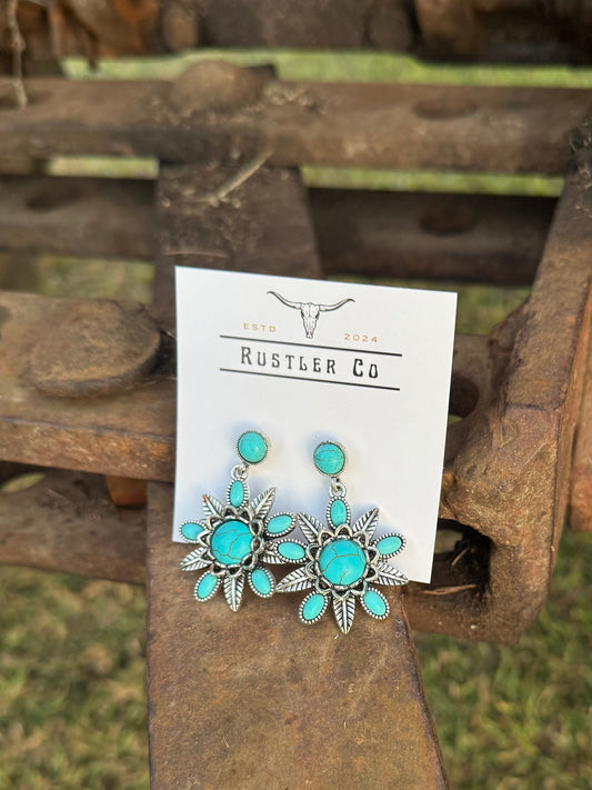 Turquoise Star Flower Dangles