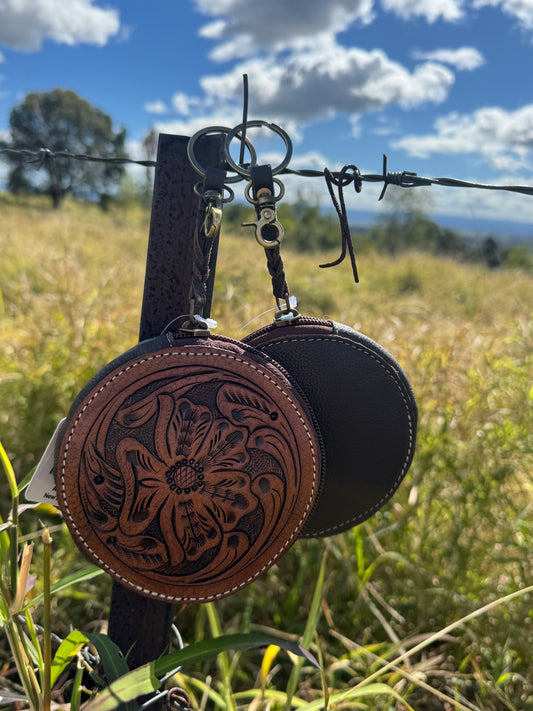 Tooling Leather Round Purse
