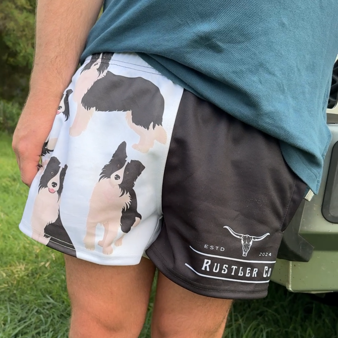 Collie Footy Shorts| Dog Print Footy Shorts – Rustler Co
