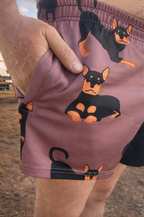 Brown Kelpie Shorts | Dog Print Footy Shorts – Rustler Co