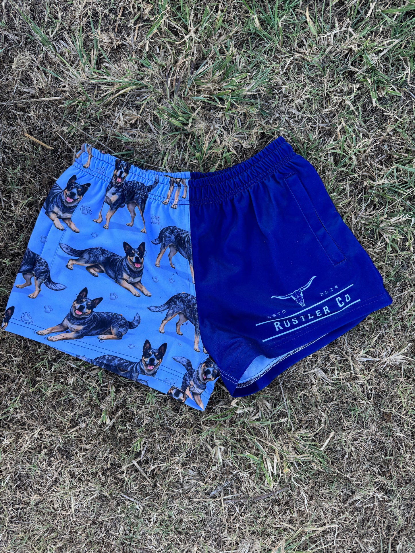Blue Heeler Shorts | Dog Print Footy Shorts – Rustler Co